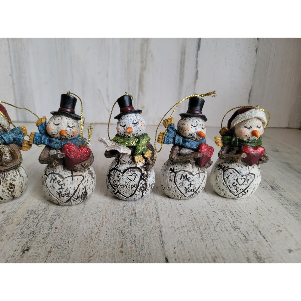 Snowman rustic I heart grandma grandpa you me‎ ornament Xmas set - Picture 5 of 9